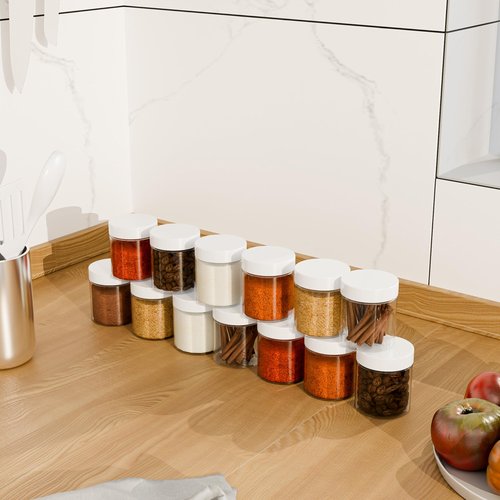 ihomecooker 84PCS 4oz/125ml Plastic Jars with Screw On White Lids Seal Stickers Bottle Lid,Clear Container for Storing Dry Food,Spice,Lotion, Cosmetic, Slime, Honey Jam, Cream, Butter