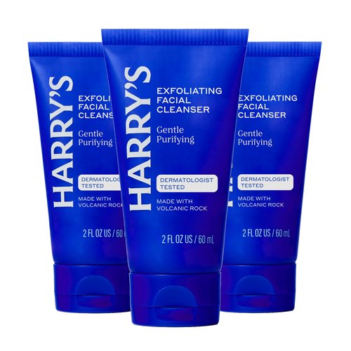 Harry's Exfoliating Face Wash for Men, Gentle Facial Skin Care Products with Volcanic Rock Exfoliant, 2 Fl. Oz, Pack of 3 (Trial and Travel Size)