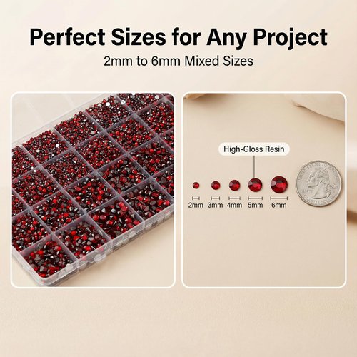36000Pcs Burgundy Rhinestones for Bedazzling, Bedazzler Kit with Maroon Gems Diamond, Bedazzled Dark Red Resin Flatback Crystal Stone Jewels 2-6MM for Crafting Clothes Crafts Clothing and b 7000 Glue