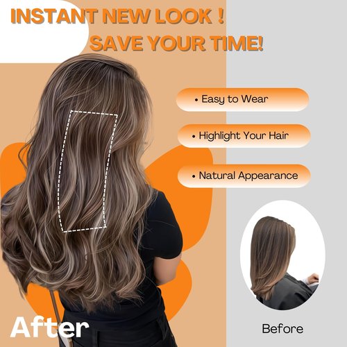 Single Clip In Hair Extensions Real Human Hair, Short Hair Extensions Clip Ins, Remy Balayage Highlight Seamless Hairpieces for Women 6 Pcs 14 Inch 36g Medium Brown Mixed Honey Blonde