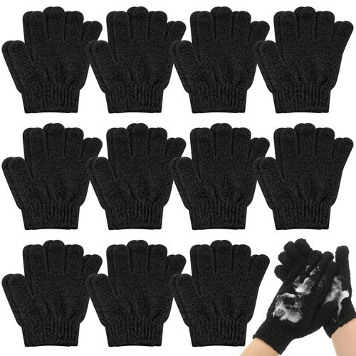 Ramede 30 Pair Exfoliating Glove Double Sided Exfoliating Bath Gloves Pack Nylon Colorful Shower for Men Women Beauty Spa Massage Shower Deep Clean Body Skin Bathing Scrubber Disposable(Black)