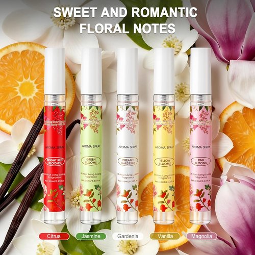 Skiennix Mini Travel Size Perfume Set - 5 Pack of Long Lasting Floral Fragrances | Perfect Gift for Women