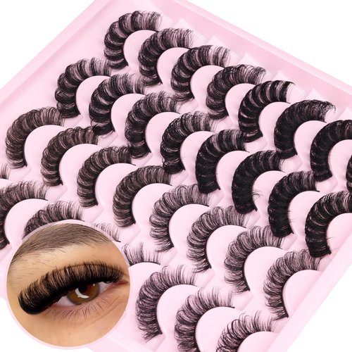 Russian Strip Lashes D Curly False Eyelashes Wispy 4 Styles Fake Eyelashes Natural Russian Eyelashes Fuzzy Mink Lashes that Look Like Extensions 16 Pairs ALICROWN