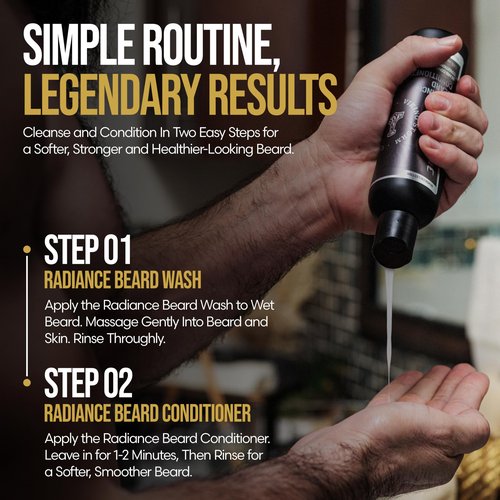 The Beard Struggle - Radiance Beard Wash & Conditioner Bundle - Silver Collection - Pack of 2, Viking Storm - Nourish, Cleanse, Softens, & Strengthens Beard - Beard Wash and Conditioner for Men