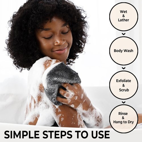 African Net Sponge Authentic - Back Scrub Exfoliating Net Sponge with Knots - 2 Pieces African Bath Sponges for Body Scrubber Exfoliator - Back Washer for Shower Accessories