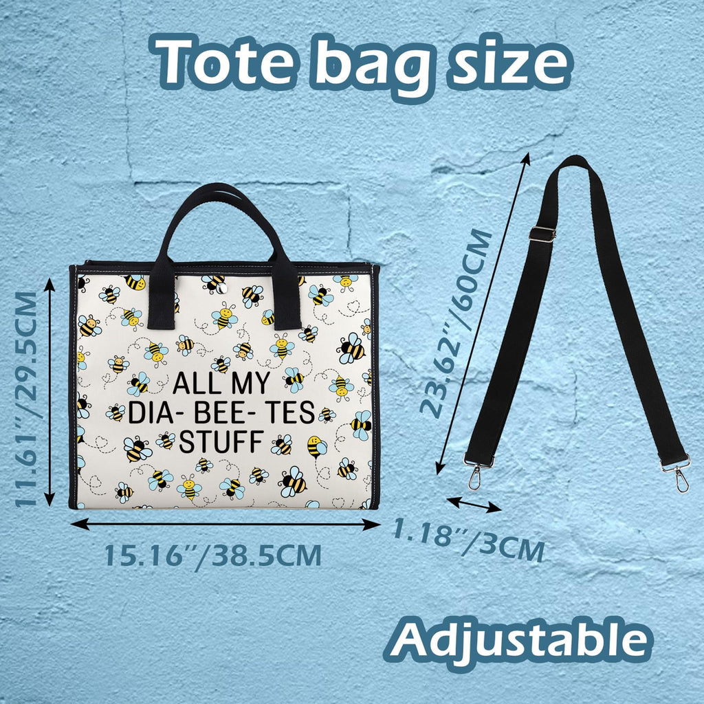 XYANFA Bee Diabetes Bag Type 1 Type 2 Diabetic Medical Bag Supply Storage Organization All My Diabeetes Stuff (Dia- Bee- Tes Stuff TOTE BAG2)