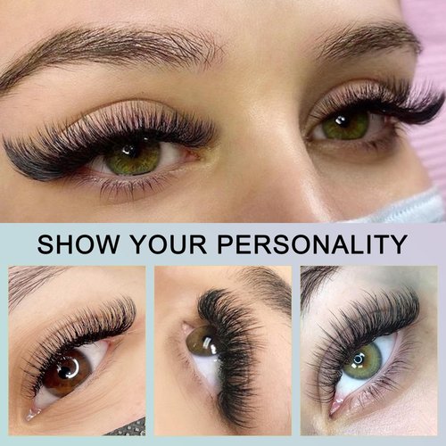 CoMango Premade Fans Eyelash Extensions 320 Fans 6D/10D 0.07 Thickness C/D Curl Short Stem Flat Base Premade Fans Russian Volume Lash Extensions (320Fans-6D-0.07-C-10mm)