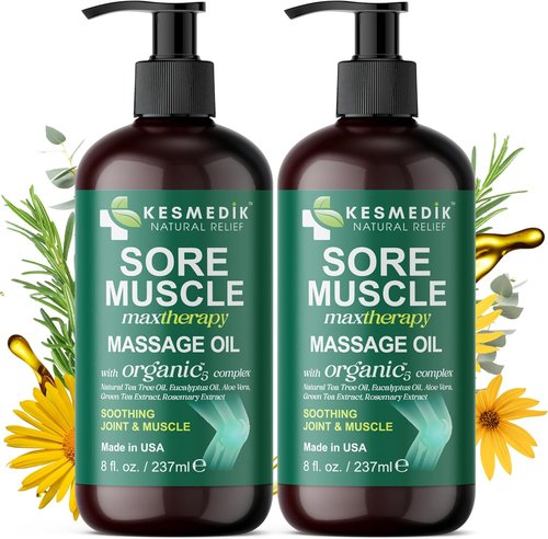 Regine Switzerland Sore Muscle Massage Oil - Deep Relief with Arnica, Eucalyptus & Tea Tree Oil | 2-Pack