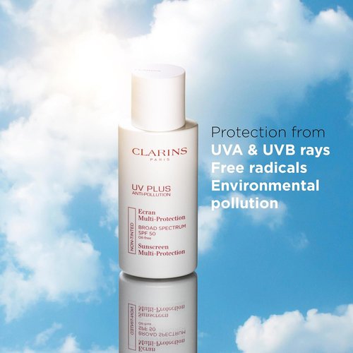 Clarins UV Plus Anti-Pollution Sunscreen - Broad Spectrum SPF 50 | Oil-Free, No White Cast | UVA/UVB Protection for All Skin Types
