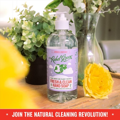 Rebel Green Fresh & Clean Hand Soap - Natural Liquid Hand Soap for Bathroom & Kitchen - Unscented, 12 Fl oz, Pack of 2