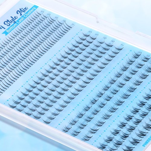 PHKERATA 4 Style Bottom Lashes Natural Bottom Lash CLusters Lower Manga Eyelash Clusters 372pcs Anime Fairy Individual Lashes Bottoms DIY Eyelash Extensions, 5-7mm