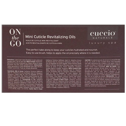 Cuccio Naturale Mini Cuticle Revitalizing Oils – Winter Hydration Repair for Dry Cuticles & Nails, Paraben-Free Spa Fragrances, Women’s Gift Set, 4 Pc