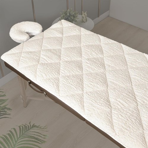 Skiennix Double-Sided Massage Table Pad - Plush Fleece & Microfiber Cover, 76"x34", White