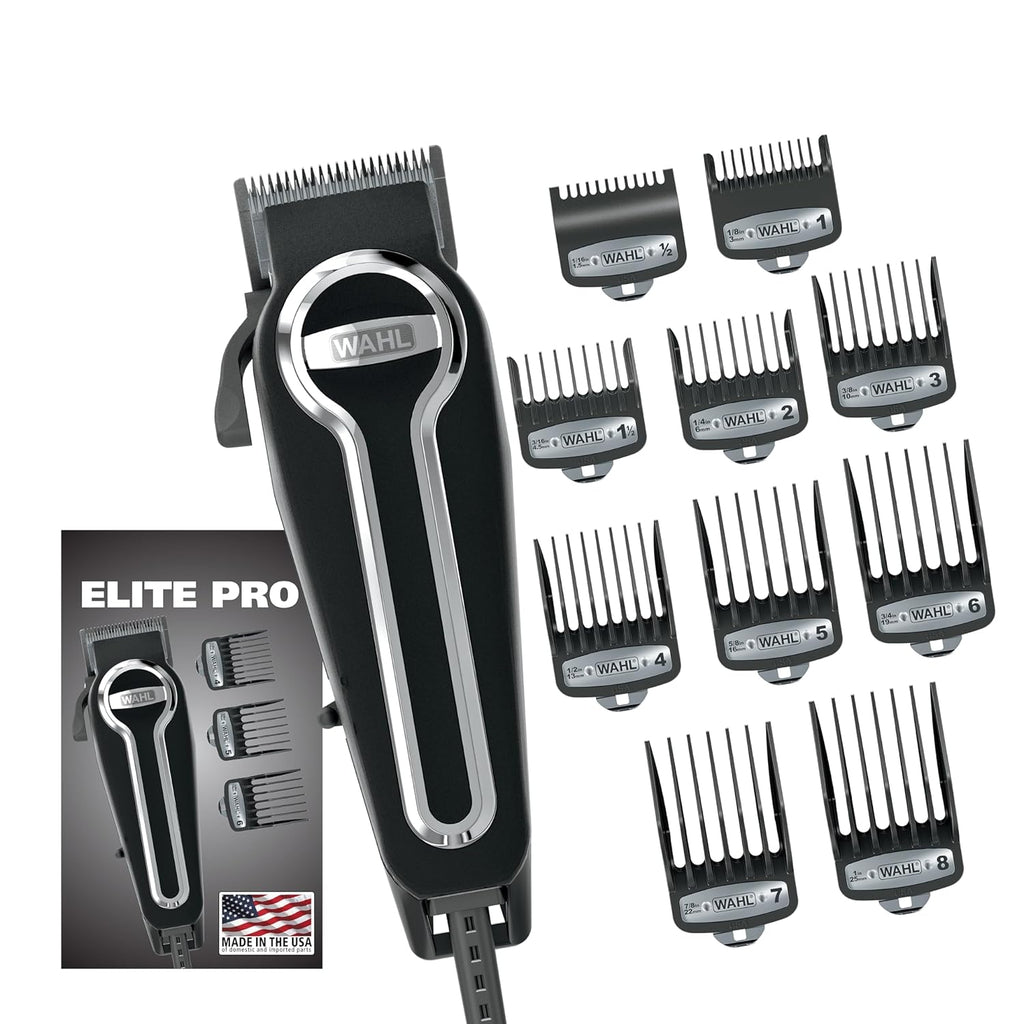 Wahl USA Elite Pro Hair Clipper Kit - High-Performance Corded Grooming Set for Men | Model 79602M