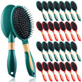 Zubebe 28 Pcs Hair Brush Bulk Travel Detangling Red and Green Detangler Brush with Soft Bristles for Women Gift Bulk