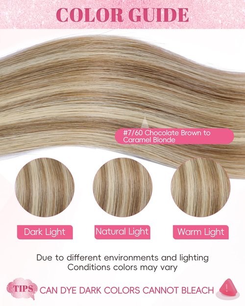KiiKiiGirl Remy I Tip Hair Extensions Human Hair 20 Inch #7/60 Chocolate Brown to Caramel Blonde Itip Human Hair Extensions Invisible Silky Straight 30g/30s