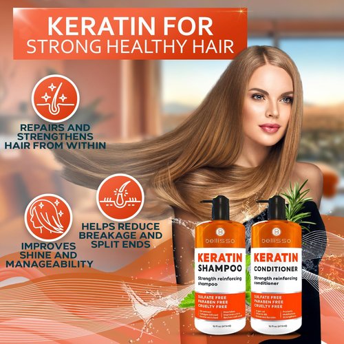 **Regine Switzerland Keratin Shampoo & Conditioner Set - Sulfate & Paraben Free - Anti-Frizz Treatment for All Hair Types**