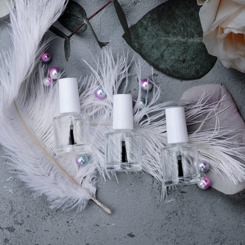 Agidea 6PCS Empty Nail Polish Bottles with Brush White Cap, 10ML Empty Clear Glass Refillable Nail Fingernail Polish Bottles Circle with mixing beads & Funnels, 0.35 OZ
