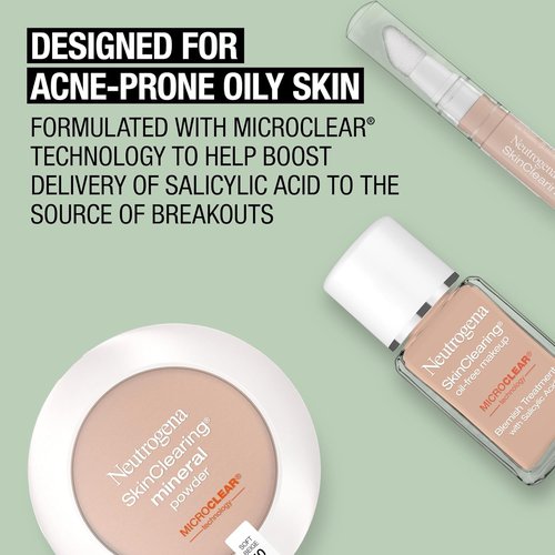 Neutrogena SkinClearing Pressed Mineral Powder - Oil-Absorbing Acne Makeup with Salicylic Acid | Buff 30, 0.38 oz
