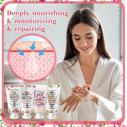 48 Pcs Christian Hand Cream Bulk Gifts for Women Bible Verse Mini Hand Lotion Scripture Travel Lotion for Dry Cracked Christian Religious Gifts Bulk for Mom Women Teacher Wedding Favors (Cross Style)