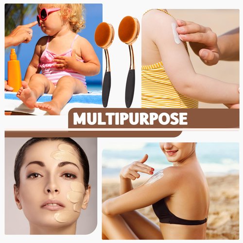 Sunscreen Applicator Set - Sunblock Brush for Kids Adults, Child-Safe for Face and Body,Sun Lotion Applicator Makeup Brush with Storage Bag & Cleaning Mat, Travel Size (3 pcs-Gold)