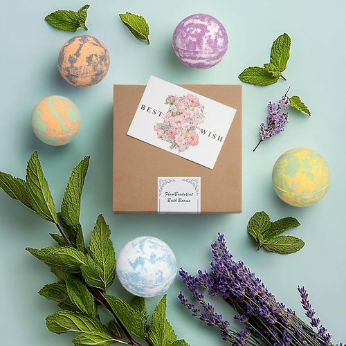 FlowBredolent Bath Bombs for Women, 9pcs Handmade Bubble Bath Bombs with Natural Essential Oils, Wonderfull Mother's Day Gift, as Well as Nice Valentine's Day or Birthday Gift for Wife and Girlfriend