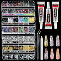 Tucepu Nail Charms and Gems Stuff, Nail Art Design Kit with 6 Boxes Rhinestones for Nails, 3D Colorful Flatback Jewelry Accessories, Bedazzling kit Suplies with Glue for Gifts