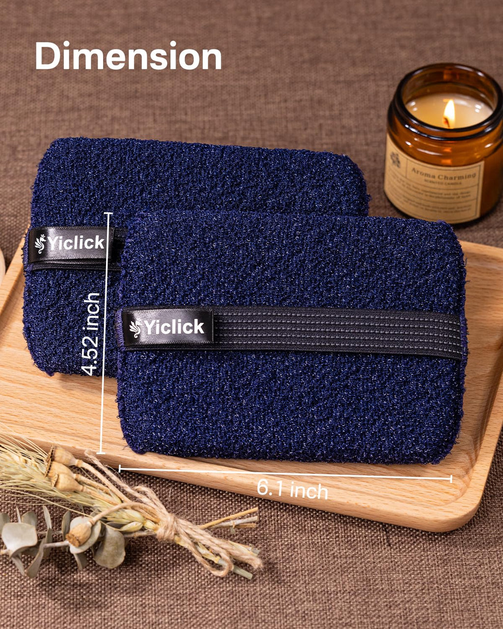 Yiclick Exfoliating Body Scrubber (2 Pack), Exfoliating Body Sponge for Shower Bath, Body Exfoliator Scrubber, Dead Skin Exfoliator for Body Scrub, Exfoliating Loofah Washcloth Gloves with Handle