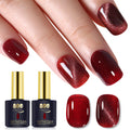 YTD Likomey Gel Nail Polish Set,Berry Red 2 Pcs 15ml Cat Eye Glitter and Translucent Blood Red Set,Fall Winter Magnetic Glitter Nude Neutral Jelly Fall Winter UV Varnish with Magnet Stick,0.5 Fl Oz