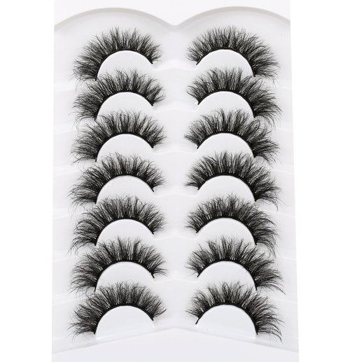 Pooplunch Cat Eye Lashes False Eyelashes Volume Thick Crossed 16MM Wispy Curly Fluttery Faux Mink Lashes 8D Fake Eyelash Strips 7 Pairs Pack