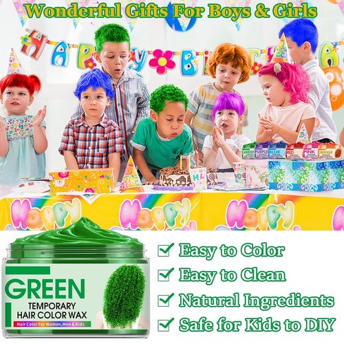 Skiennix Temporary Hair Color Wax - 6 Vibrant Colors for Instant DIY Hair Transformation | Perfect for All Ages