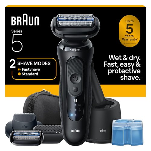 Braun Electric Razor for Men - Series 5 Precision Shaver with Trimmer & Extra Head | 4-in-1 Clean & Charge Center