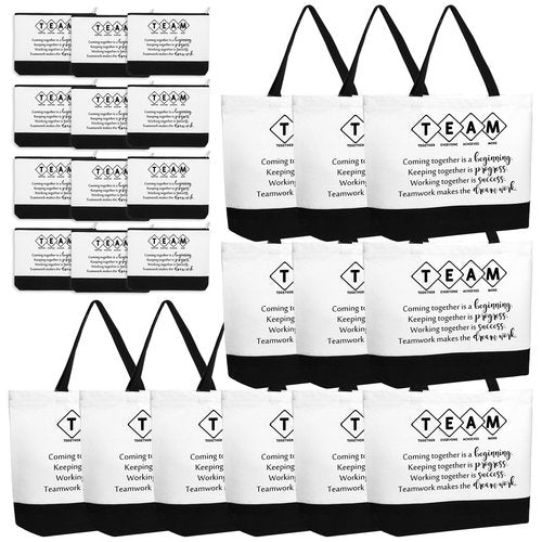Cunno 24 Pcs Team Appreciation Tote Bag Women Employee Gift Team Together Canvas Makeup Bags for Worker Staff Coworker Nurse Teacher