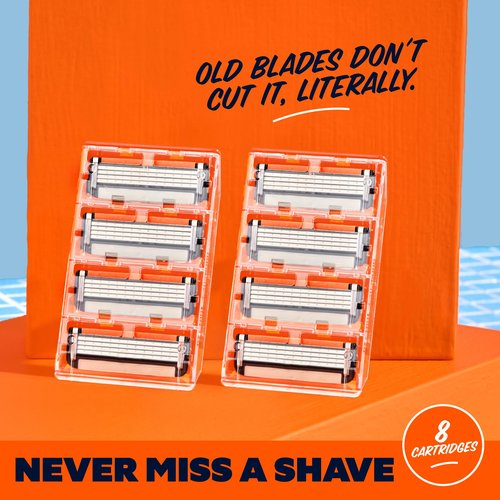 Dollar Shave Club | 4 Blade Razor Refills (8 Pack) | Swift Rinse Blades for Longer and Thicker Hair