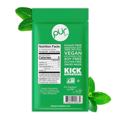 PUR Gum - Aspartame Free Chewing Gum | Natural Spearmint Flavor | 55 Pieces Pack