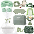 Kacctyen Get Well Soon Gift Basket for Women Sage Green Birthday Gift Box Self Care Package Include Woven Basket Makeup Bag Sleep Mask Jewelry Box and More for Women Mom Wife Friends Sister
