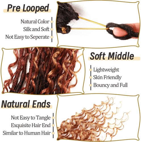 8 Packs Goddess Faux Locs Crochet Hair-30 Inch Boho Soft Locs Crochet Hair for Black Women (1B/30/27#, 30 Inch(Pack of 8))