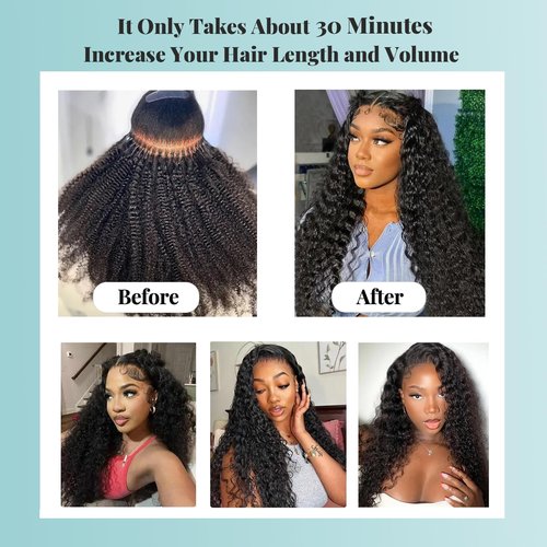 I Tip Human Hair Extensions, Natural Black Pre Bonded Micro Links Real Human Hair Extensions for Black Women Deep Wave Curly Itips Hair 22 Inch 0.5g/Strand 50g