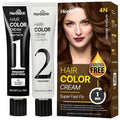 Herbishh Korean Hair Dye Cream & Developer - Ammonia-Free Permanent Color for Gray Coverage | Natural Brown (2.03 fl oz Each)
