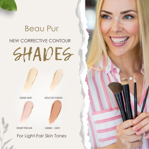 Beau Pur 4-in-1 Makeup Palette - Cream & Powder Foundation, Blush, Highlighter for Fair-Light Skin