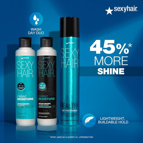 SexyHair I WANT MOISTURE Shampoo & Conditioner - Tames Frizz & Boosts Shine by 60% | All Hair Types