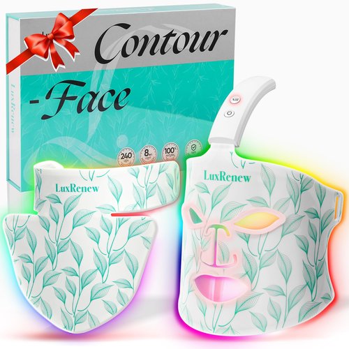 LuxRenew Red Light Therapy Mask Set for Face, 7 Colors Face Led Therapy Mask, Red Light for Facial Skincare at Home and Travel