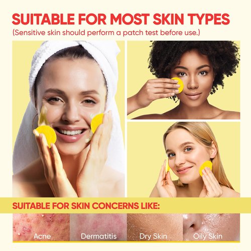 Turmeric Kojic Acid Cleansing Pads : 50pcs Turmeric Exfoliating Pad for Face - Balance Oil & Moisture, Gentle Round Cotton Pads for Face -Travel Friendly