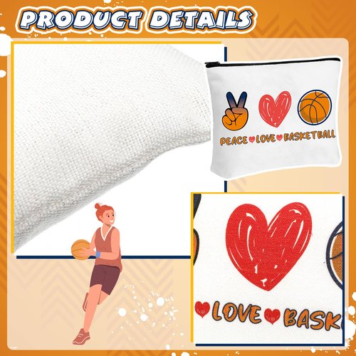 Seenelling 56 Pcs Basketball Stuff Inspirational Gifts for Players Teams Cosmetic Bag Women Hair Ties Sport Lovers Gifts for Birthday Sport favors
