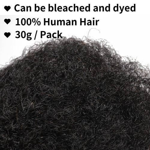 Afro Kinkys Bulk Human Hair for Dreadlock Extensions Repair Locs, Twists Braids 10 Inch 30g/Bundle Tight Afro Kinky Bulk Hair 100% Human Hair can be bleached and dyed (10 Inch Natural Black Pack of 2)