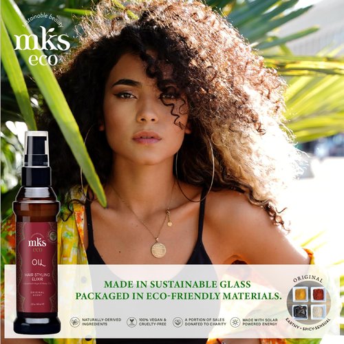 MKS Eco Oil - Hair Styling Elixir with Moroccan Argan & Hemp Seed Oils - Nourish, Control Frizz & Enhance Smoothness - Vegan & Cruelty-Free