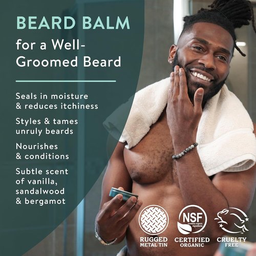 Badger Organic Beard Balm - Moisturizing Leave-In Conditioner for Facial Hair & Mustache | 2 oz