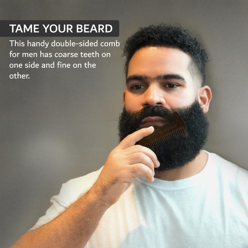Sandalwood Beard Comb for Men – Pocket-Size Anti-Static Wooden Grooming Comb with Protective Case – For Beard, Mustache & Hair