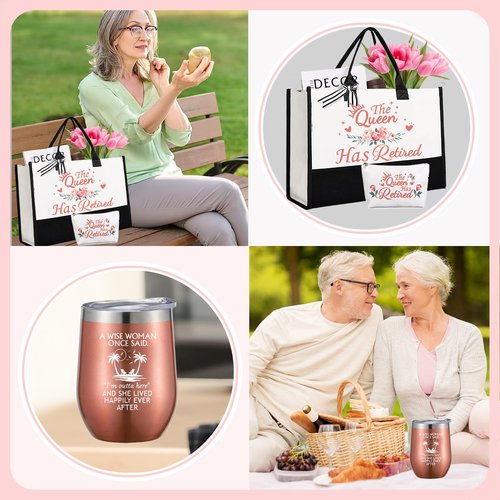 Crenics Retirement Gift for Women, Happy Retirement Gifts for Coworker, Friends, Boss, Teachers, Nurses, Mom, Grandma Retirees, Best Retired Gifts with Tote Bag Set