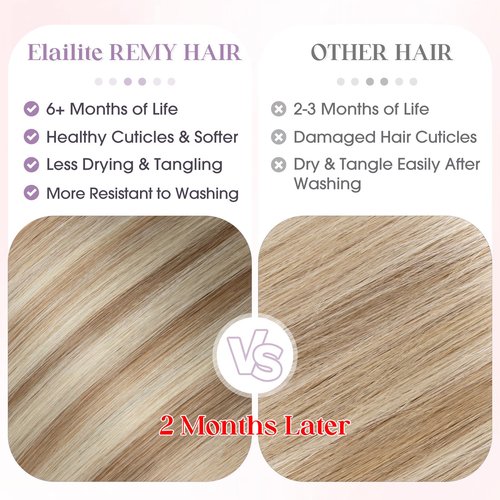 Elailite K Tip Hair Extensions Human Hair Real Remy Hair Golden Brown & Bleach Blonde 14 Inch U Tip Ktip Utip Keratin Bond Hot Fusion Pre Bonded Hair Extensions for Women 50G 50Strands